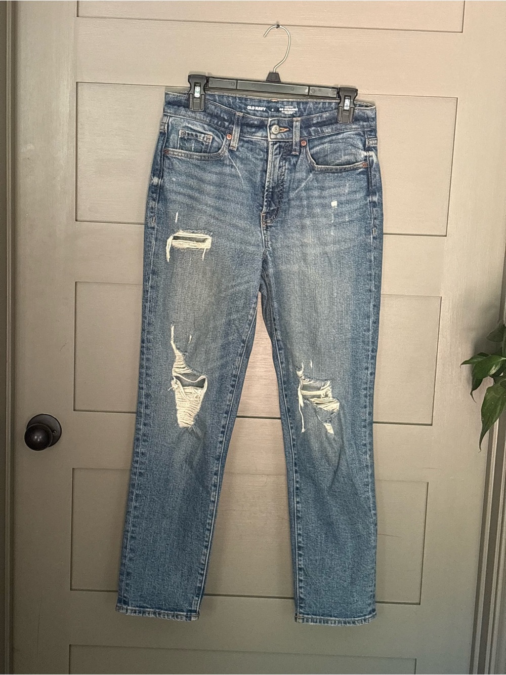 Old Navy O.G. Straight Distressed Blue Jeans